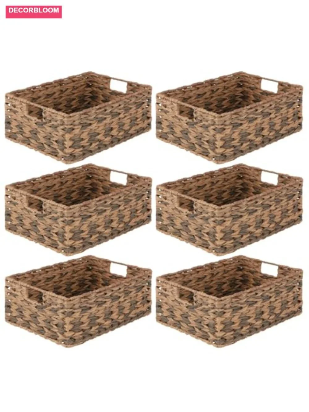 Woven Farmhouse Storage Baskets Set of 6 for Kitchen Pantry